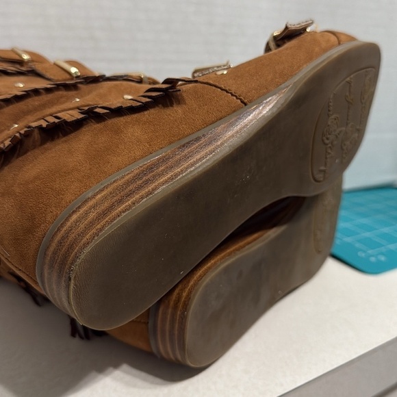 Fringe Buckle Suede Boots - Brown - Picture 14 of 14